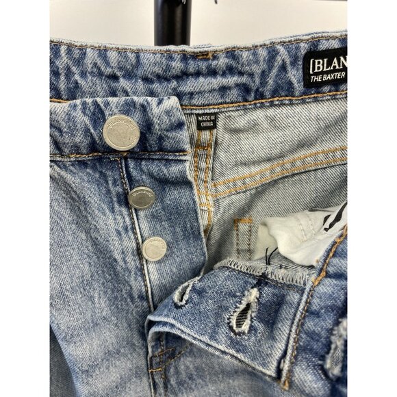 Blank NYC The Baxter Button Fly Ribcage Blue Straight Leg Distressed Jeans Sz 24 - Picture 10 of 11